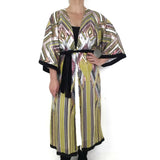 Kimono Yellow/Red geometric sequin with Velvet trim