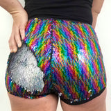 High rise booty shorts Rainbow/ Silver