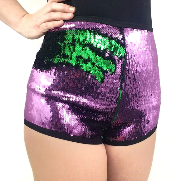 High rise booty shorts Purple/Green