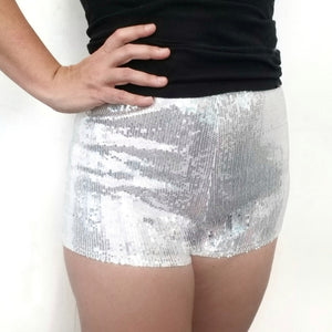 High rise booty shorts Mini Silver Sequins