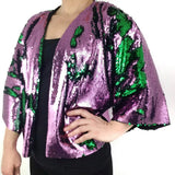 Cropped Kimono purple/ green flip sequins